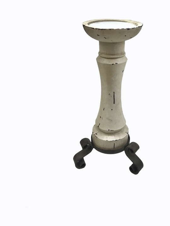 Fylliana Candle Holder suitable for Tealights Ceramic in White Color 13x14x36.5cm 1pcs