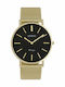 Oozoo Vintage Ανδρικό Ρολόι 40mm Μπαταρίας με Χρυσό Μεταλλικό Μπρασελέ