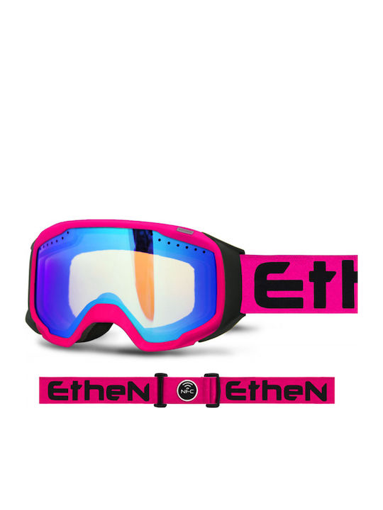 Ethen Zerosei World Cup Ski- & Snowboardbrille Erwachsene Rosa mit Linse Spiegel in Blau Farbe