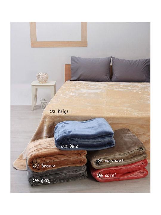 Sunshine Iris Velvet Blanket Single 160x220cm Blue