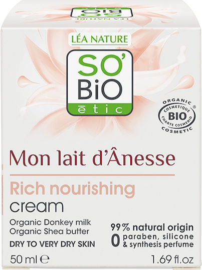 So'Bio Etic Donkey's Milk Gentle Nourishing Cream Rich 24h Cream Face Day 50ml