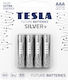 Tesla Batteries 4 Pack Alkaline Batteries AAA Silver+ 1.5V