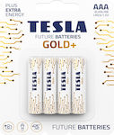 Tesla Batteries Gold+ Αλκαλικές Μπαταρίες AAA 1.5V 4τμχ