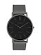Oozoo Timepieces Vintage Ανδρικό Ρολόι 36mm Μπαταρίας με Μαύρο Μεταλλικό Μπρασελέ