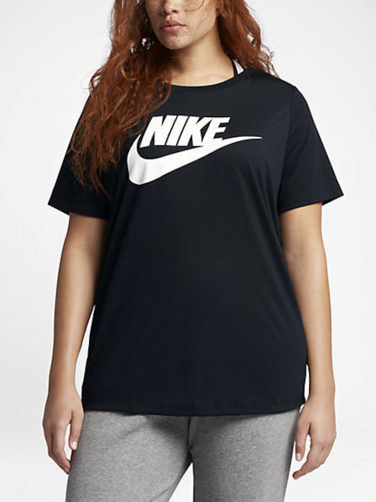 Nike Essential Αθλητικό Γυναικείο T-shirt Μαύρο με Στάμπα