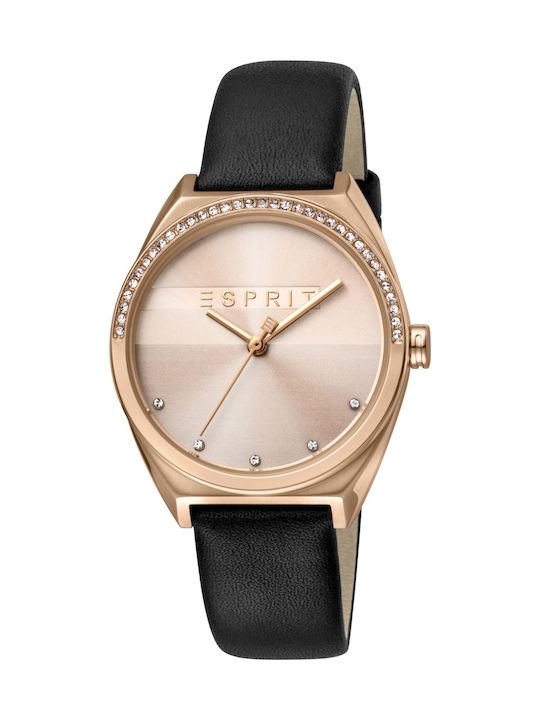 Esprit Slice Glam Uhr mit Rose Gold Lederarmband