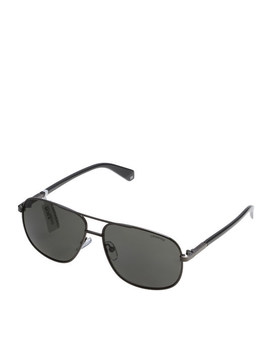 Polaroid Herren Sonnenbrillen mit Grauem Metallischem Rahmen und Grauen Polarisiertem Glas PLD2074/S/X KJ1/M9