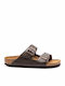 Birkenstock Arizona Natural Leather Δερμάτινα Γυναικεία Σανδάλια σε Καφέ Χρώμα Narrow Fit