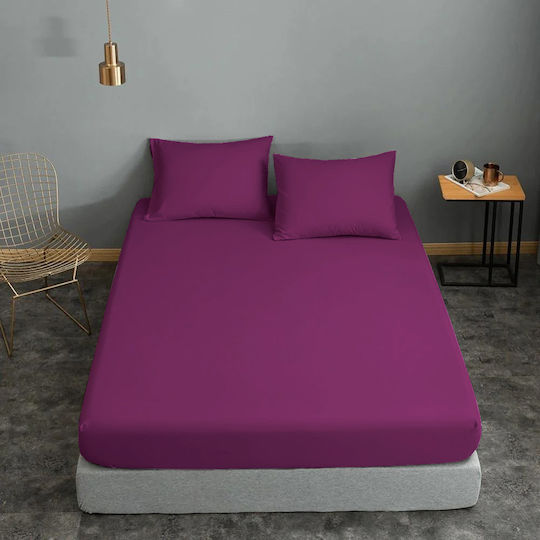 Le Blanc Bettlaken für Einzelbett mit Gummiband 100x200+20cm. Cotton Line Purple