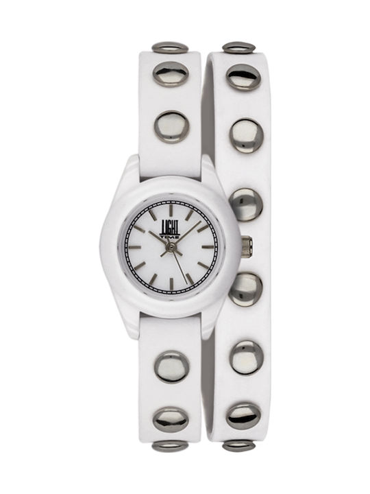 Light Time Punk Uhr mit Weiß Kautschukarmband