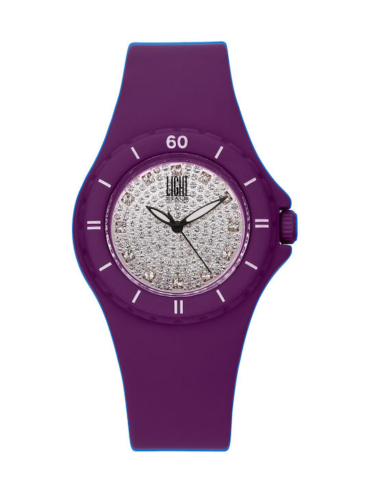 Light Time Silicon Watch with Purple Rubber Strap