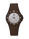 Light Time Silicon Strass Watch with Brown Rubber Strap