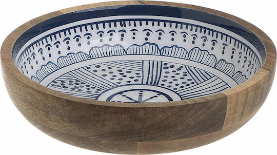 Inart Διακοσμητικό Μπωλ Ξύλινο Μπλε 22x22x6cm