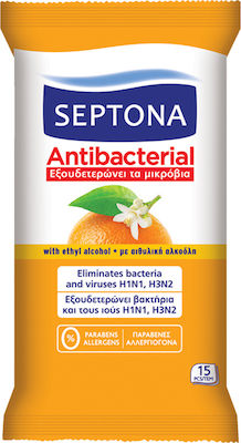 Septona Antibacterial Antiseptic Hand Wipes 15pcs Orange