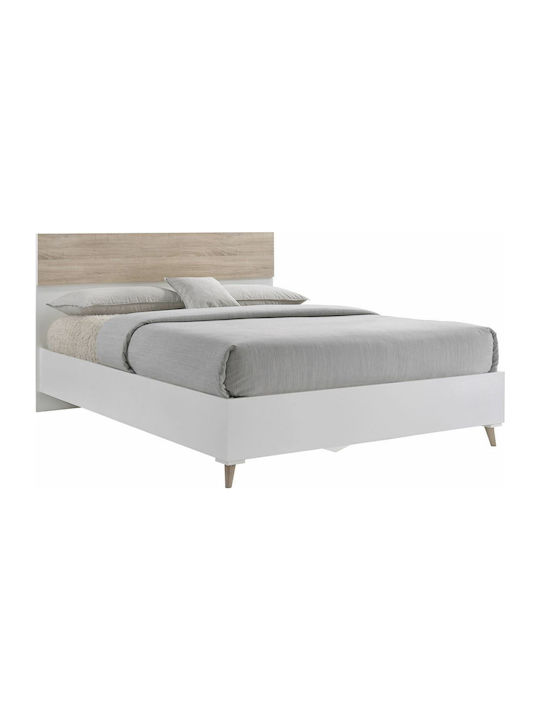 Alida Κρεβάτι Διπλό Ξύλινο Λευκό για Στρώμα 150x200cm