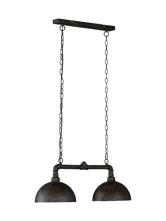 Fischer Honsel Leitung Pendant Light Two-Light Rail for Socket E27 Brown