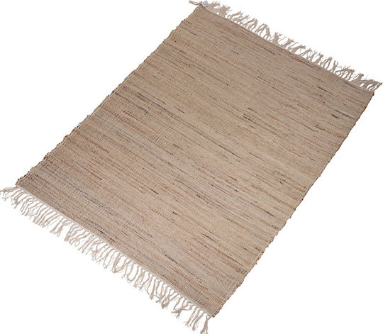 Zaros Teppich Rechteckig Baumwolle mit Fransen Beige