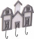 Inart Wooden Wall Hanger with 3 Slots Gray 32x4x33cm