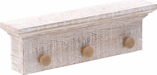 Inart Wandhalterung Hölzernes 3 Haken Beiges 45,5x9,5x13,5cm