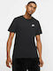 Nike Sportswear Club Herren Sport T-Shirt Kurzarm Schwarz