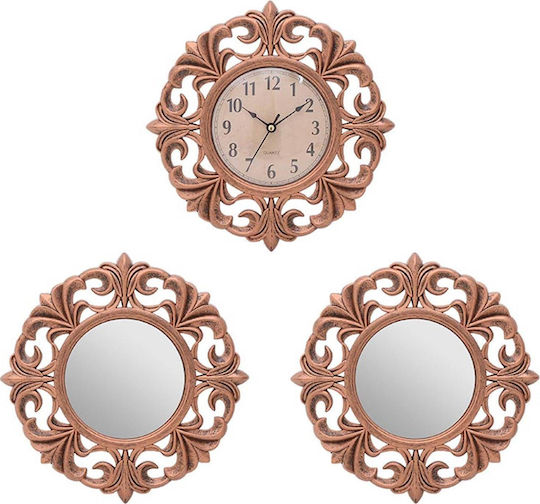 Inart Antique Wall Clock Plastic Bronze Ø25cm