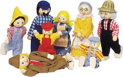 Goki Οικογένεια Αγροτών Set of Wooden Dolls for Dollhouse