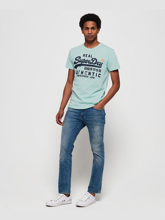 Superdry Vintage Authentic Pastel Ανδρικό T-shirt Mint Marl με Λογότυπο