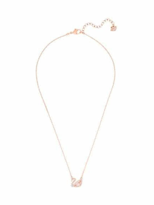 Swarovski Dazzling Swan Necklace with Pink Gold Plating
