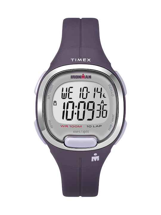 Timex Ironman Digital Uhr Chronograph mit Lila Kautschukarmband