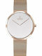 Obaku Papir Lille Γυναικείο Ρολόι 34mm Μπαταρίας με Ροζ Χρυσό Μεταλλικό Μπρασελέ