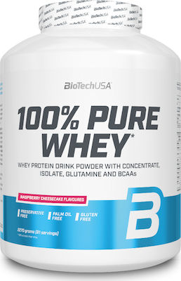 Biotech USA 100% Pure Whey Πρωτεΐνη Ορού Γάλακτος Χωρίς Γλουτένη με Γεύση Raspberry Cheesecake 2.27kg