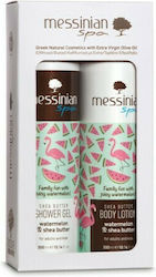 Messinian Spa Watermelon & Shea Butter Skin Care Set for Moisturizing & Cleaning Body Cleaning with Bubble Bath & Body Cream