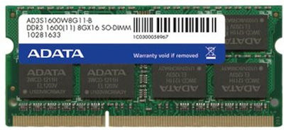 Adata Premier 4GB DDR3 RAM με Ταχύτητα 1600 για Laptop