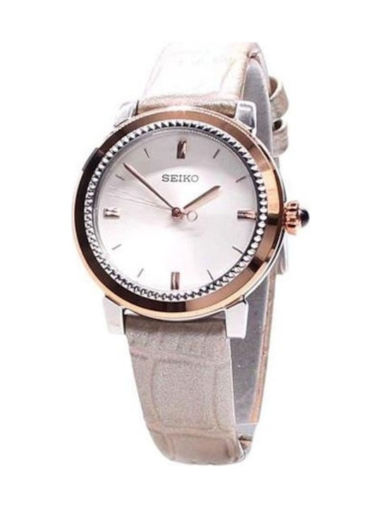 Seiko Watch with White Leather Strap SRZ452P1