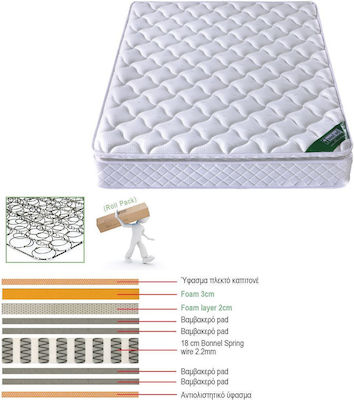 Woodwell Διπλό Ορθοπεδικό Στρώμα Roll Pack 150x200x24cm με Ελατήρια & Ανώστρωμα