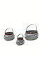 Inart Set of Decorative Baskets Metal with Handles Grey 3pcs