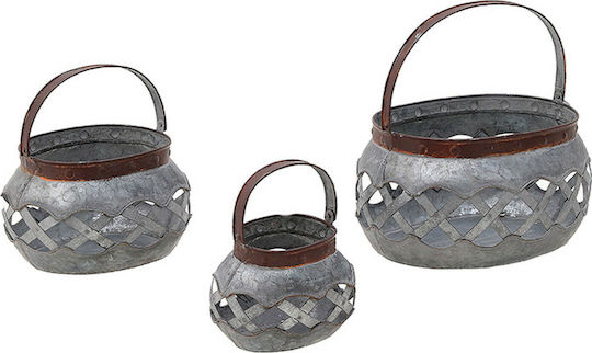 Inart Set dekorative Körbe mit Griffen Grey 3Stück