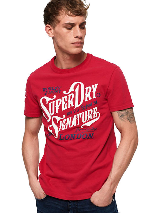 Superdry Flagship T-shirt Bărbătesc cu Mânecă Scurtă Roșu