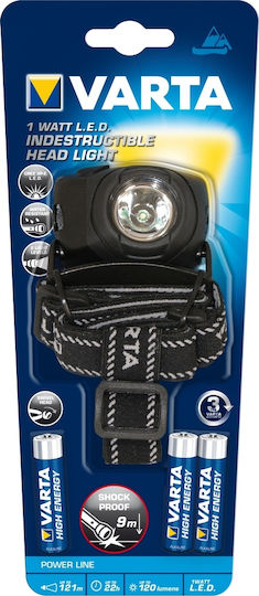 Varta Headlamp LED IPX4 with Maximum Brightness 100lm Indestructible