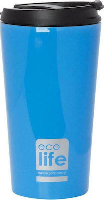 Ecolife Coffee Cup Glass Thermos Stainless Steel BPA Free Blue 370ml 33-BO-4012