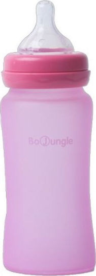 Bo Jungle Biberoane Bebelusi Sticlă Thermo Bottle cu Tetina Din Silicon pentru 3+ Luni Bej Bej 240ml