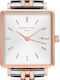 Rosefield The Boxy Γυναικείο Ρολόι 28mm Μπαταρίας με Ασημί Μεταλλικό Μπρασελέ