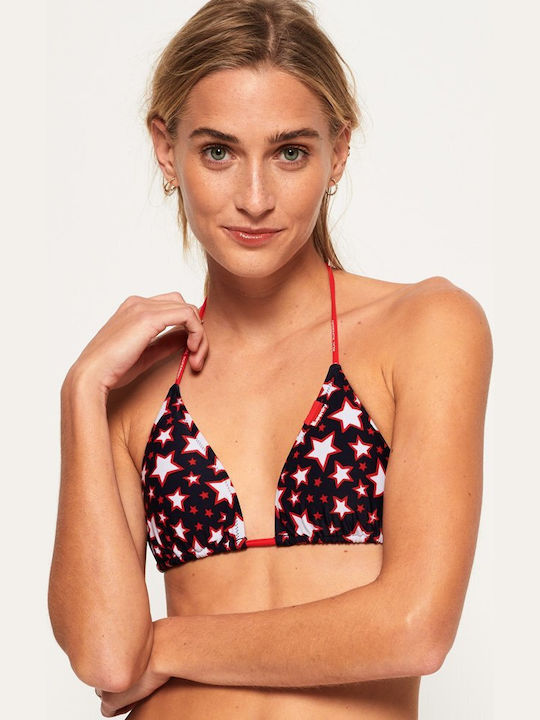 Superdry Triangle Bikini Top Play Star Pacific Red