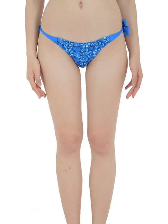 Desigual Bikini Slip Με Κορδονάκια Μπλε Marti