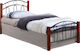 Norton Κρεβάτι Διπλό Μεταλλικό Μαύρο για Στρώμα 140x190cm