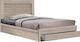 Life Κρεβάτι Μονό Ξύλινο Sonoma με Συρτάρια & Τάβλες 90x190cm