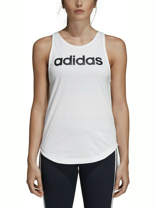 Adidas Essentials Linear Αμάνικη Γυναικεία Αθλητική Μπλούζα Λευκή