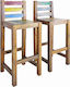 Stool Bar with Backrest Wooden Multicolour 2pcs 40x40x106cm