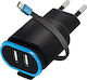 Forever Φορτιστής με 2 Θύρες USB-A και Καλώδιο USB-C Μαύρος (TC-02)