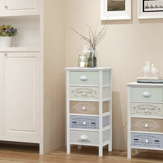 Sertar Mobilier de depozitare din lemn masiv cu 5 Sertare Πολύχρωμη L38xL28xH86.5buc